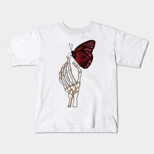 Skeleton Hand Butterfly Kids T-Shirt